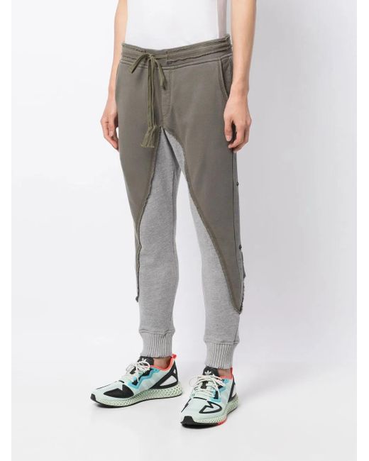 Greg Lauren Gray Patchwork Drawstring Trousers for men
