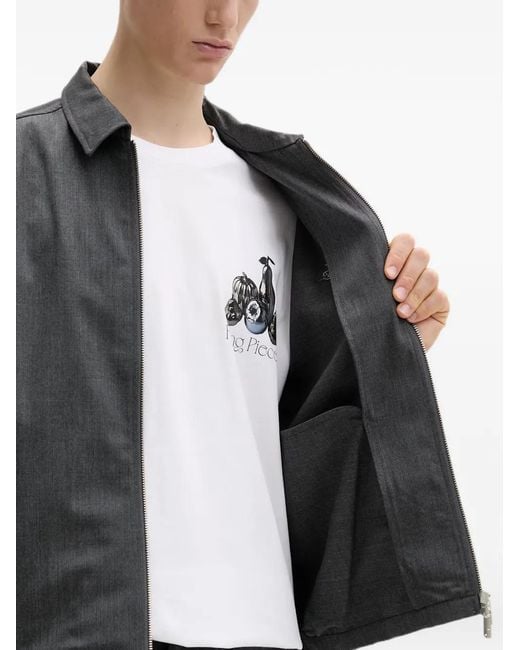 Filling Pieces Gray Zip Embroidered Jacket for men