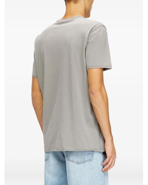 DIESEL Gray Acid-Wash T-Shirt With Raw Edges for men
