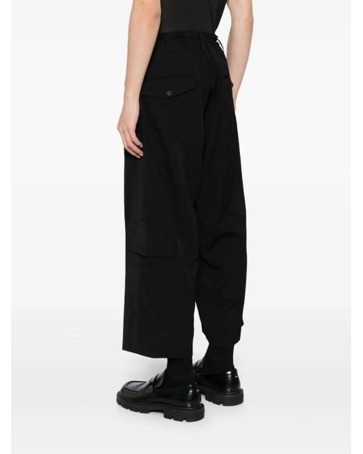 Yohji Yamamoto Black Wool Cropped Trousers for men