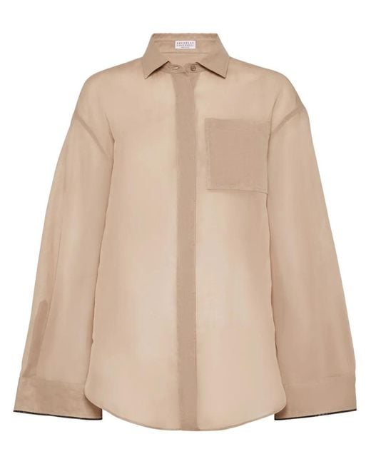 Brunello Cucinelli Natural Patch-Pocket Cotton Shirt
