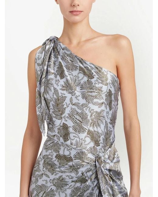 Cinq À Sept Gray Gretchen Floral-Print Asymmetric Dress