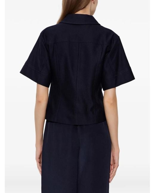 Max Mara Blue Short-Sleeve Button-Up Jacket