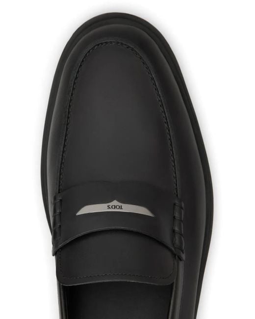 Tod's Black Leather Loafers for men