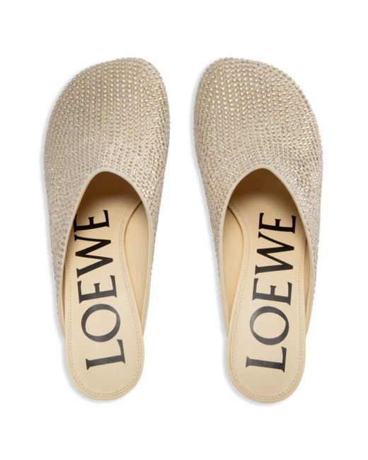 LOEWE★クリスタルスエードミュール LOEWE Petal スエード ミュール クリスタル付き | NET-A-PORTER