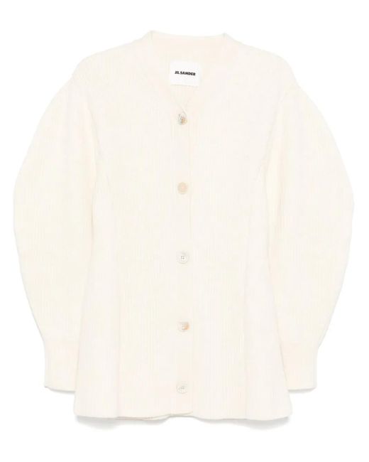 Jil Sander リブニット カーディガン Natural