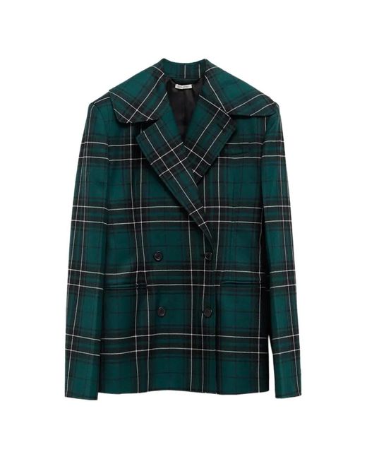 J.W. Anderson Green Double-Breasted Plaid Bazer