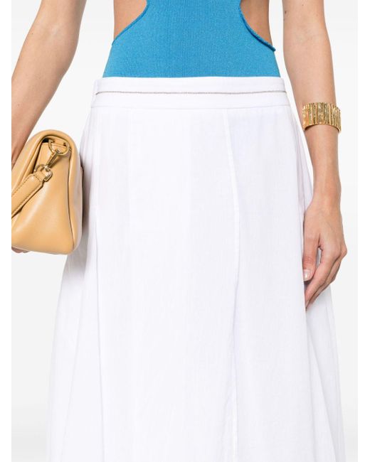 Peserico White Bead-detail Asymmetric Skirt