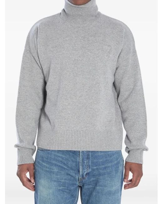 AMI Gray Ami De Coeur Turtleneck for men