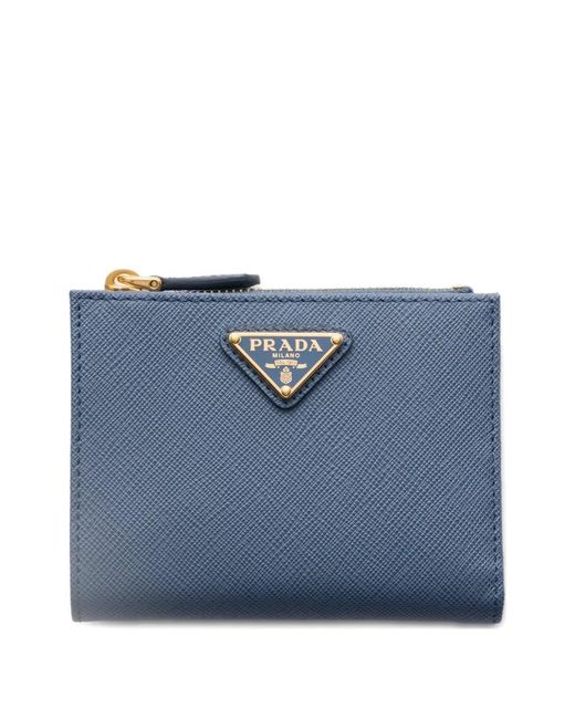 Prada Blue Small Saffiano Leather Wallet