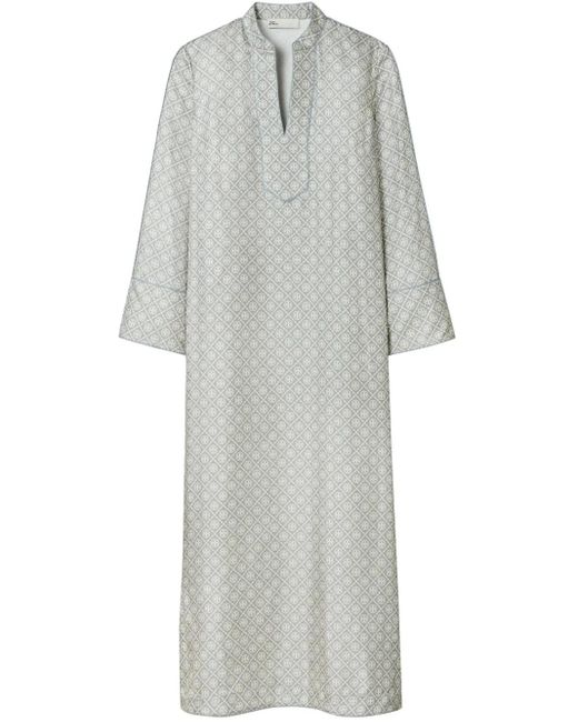 Caftán de seda T Monogram Tory Burch de color Gray