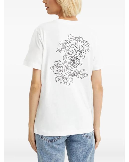 KENZO White Embroidered-Tiger T-Shirt