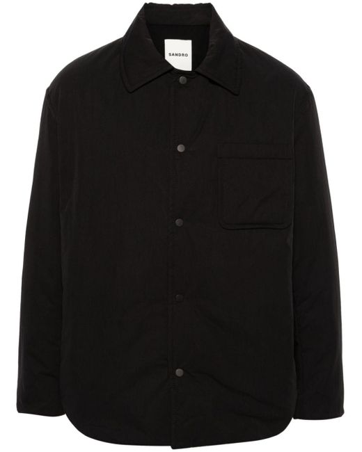 Sandro Black Padded Cotton-blend Shirt Jacket for men