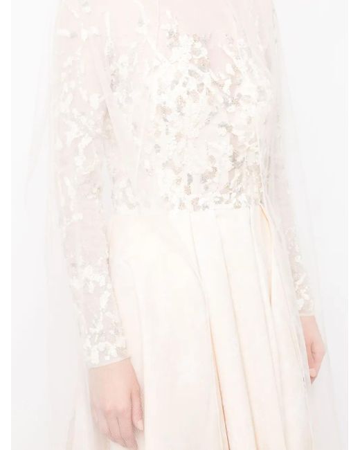 Saiid Kobeisy Natural High-Low Brocade Maxi Dress