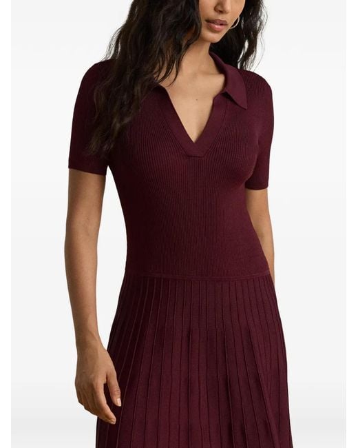 Ralph Lauren Purple Rib-Knit Short-Sleeve Midi Dress