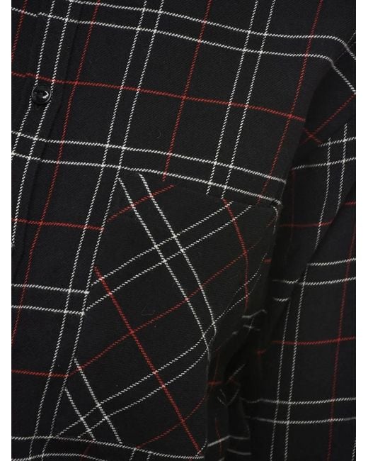 Woolrich Black Tartan-Print Flannel Blouse