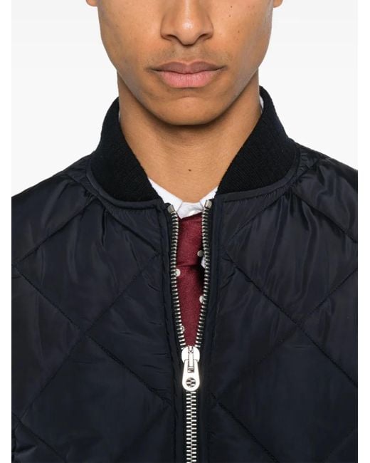 Fursac Blue Padded Quilted Bomber Jacket for men