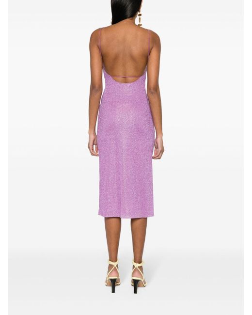 Oseree Purple Rückenfreies Lurex-Kleid