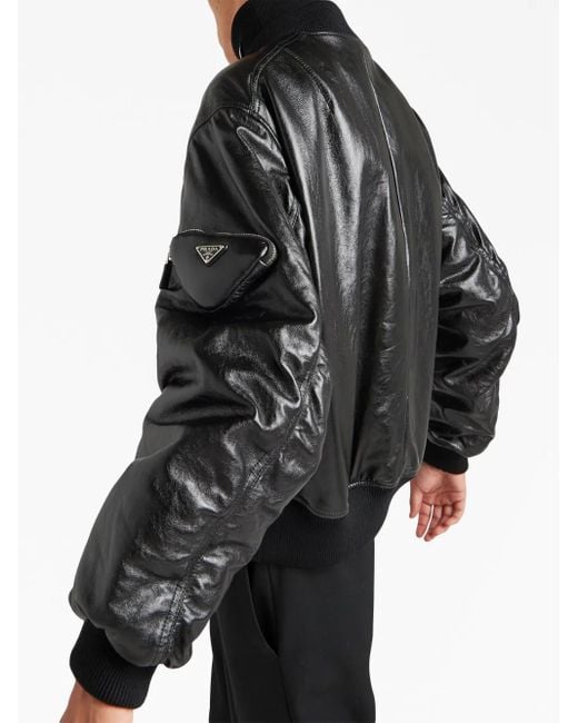 Prada Black Nappa Leather Bomber Jacket for men