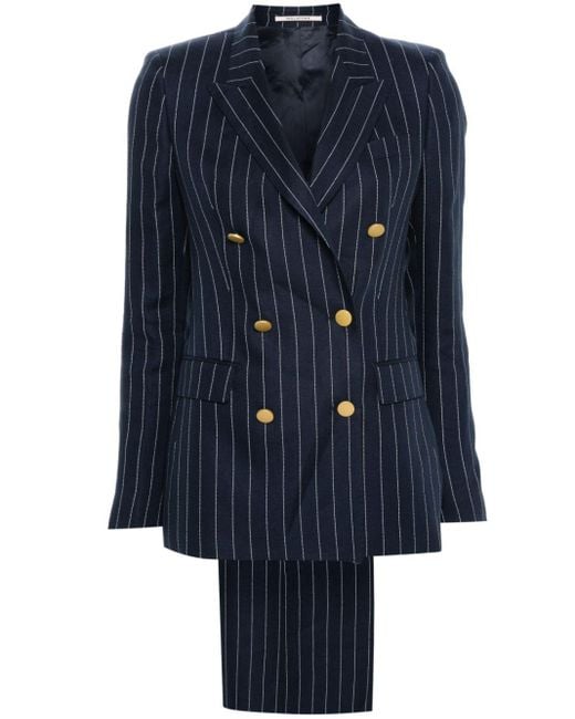 Tagliatore Blue Pinstriped Double-breasted Suit