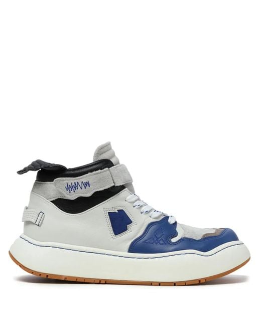 Adererror Blue Panelled Touch-Strap High-Top Sneakers