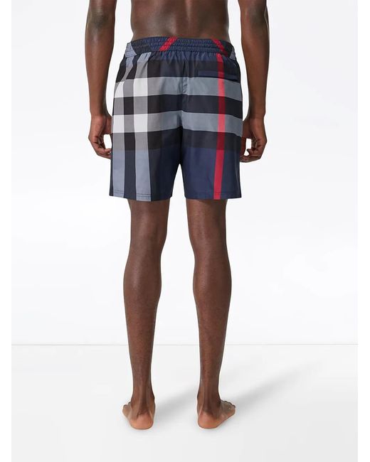 メンズ Burberry エクスプローデッドチェック スイムショーツ Blue