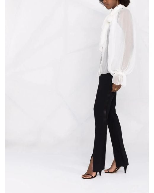 Atu Body Couture White Semi-Sheer Silk Blouse