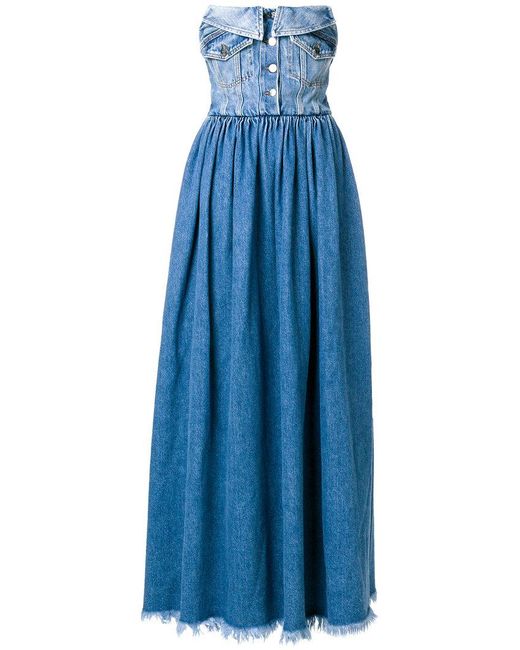 Vivetta Blue Strapless Denim Dress