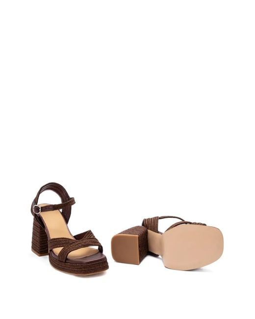 Castaner Brown Valle Metallic-Braided Sandals