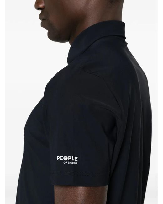 People Of Shibuya Black Logo-Print Polo Shirt for men