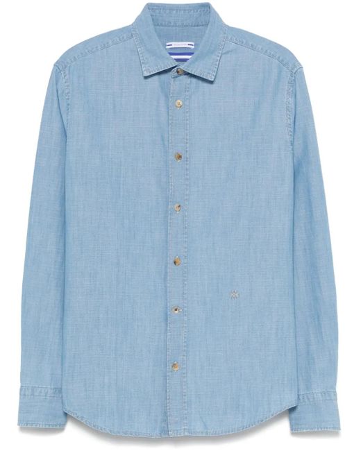 Jacob Cohen Blue Light Shirt With Cutaway Collar And Embroidered Logo for men