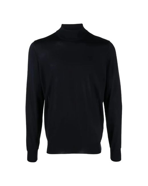 Drumohr Blue High-Neck Wool Sweater for men