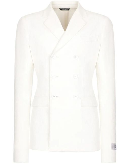Dolce & Gabbana White Double-Breasted Blazer for men