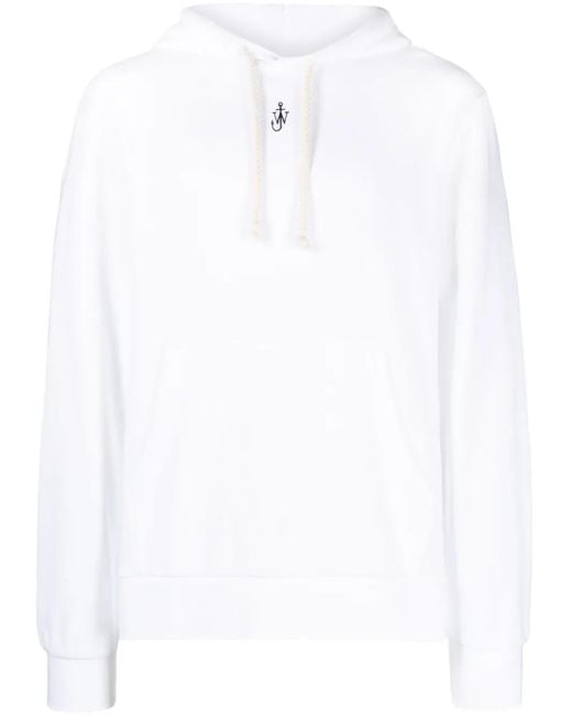 J.W. Anderson White Anchor-Embroidered Hoodie for men