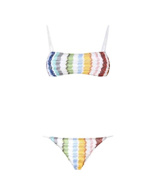 Missoni White Zigzag-Knit Bikini