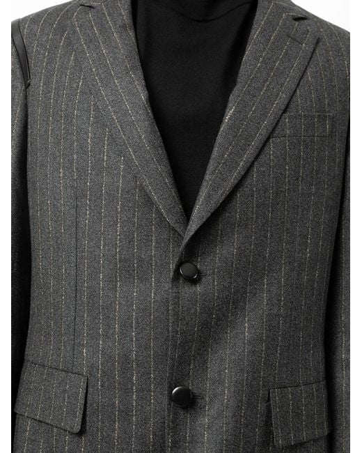 Ferragamo Black Leather-Trim Suit Jacket for men