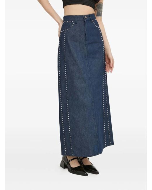Gestuz Blue Rockiegz Studded Maxi Skirt