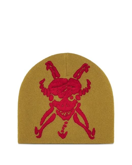Supreme Red X Y's Skull Beanie Hat for men