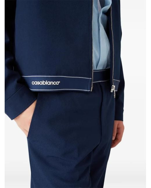 Casablanca Blue Logo-Trim Shirt Jacket for men