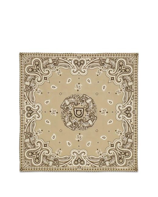 Ferragamo Metallic Gancini Paisley-Print Scarf for men