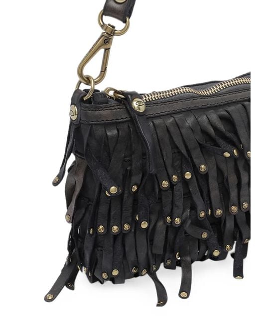 Campomaggi Black Natalia Stud-Embellished Fringed Tote Bag
