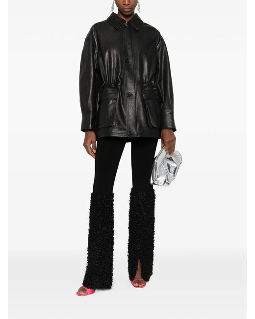 Arma Black Maeve Flap-Pockets Leather Jacket