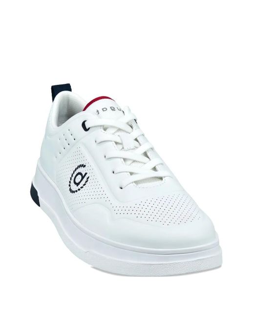 Bugatti White Perforated Logo Sneakers for men