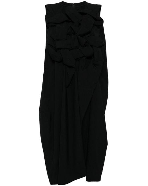 Comme des Garçons Black Knotted Wool Midi Dress