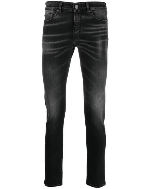 PT Torino Black Logo-Patch Skinny Jeans for men