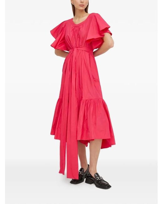 MMC Studio Red Ruffled Tie Mania Dress