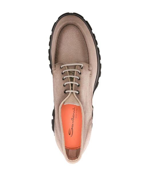 Santoni Brown Suede Derby Shoes for men