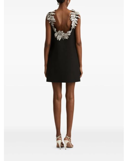 Oscar de la Renta Black Sequin-Embellished Open-Back Mini Dress