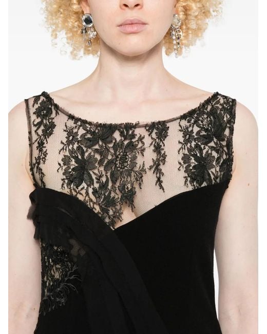 Gemy Maalouf Black Lace-Panelled Minidress