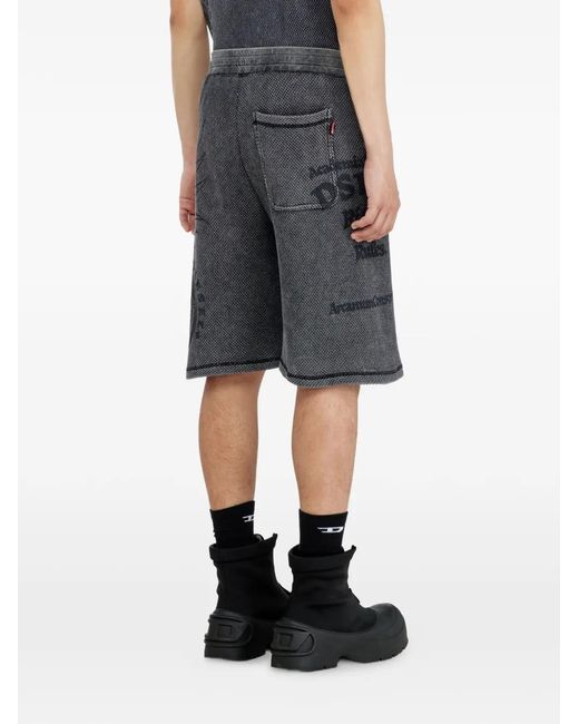 DIESEL Gray Graphic-Print Shorts for men
